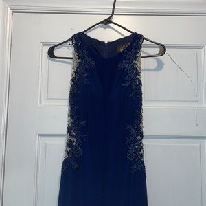 Camille La Vie Prom Dress Dark Blue Beaded Size 0